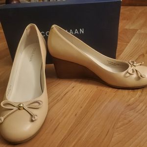 Cole Haan shoes; 5.5 womens; nude leather wedges